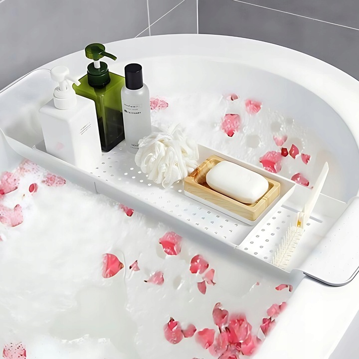 Półka na wannę łazienkowa regulowana biała