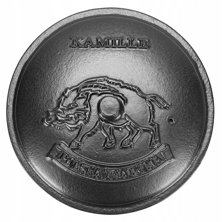 KOCIOŁEK MYŚLIWSKI ŻELIWNY EMALIOWANY GARNEK STOJĄCY NA OGNISKO 10L