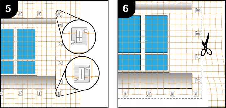 ZESTAW 6x3 GRUBA SIATKA DLA KOTA 1,5mm NA BALKON OKO 40mm BEZ WIERCENIA