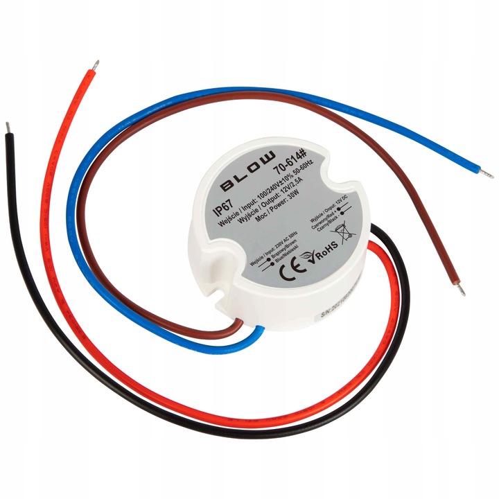 ZASILACZ IMPULSOWY DO TAŚMA LED RGB DOPUSZKOWY 12V 30W 2,5A IP67