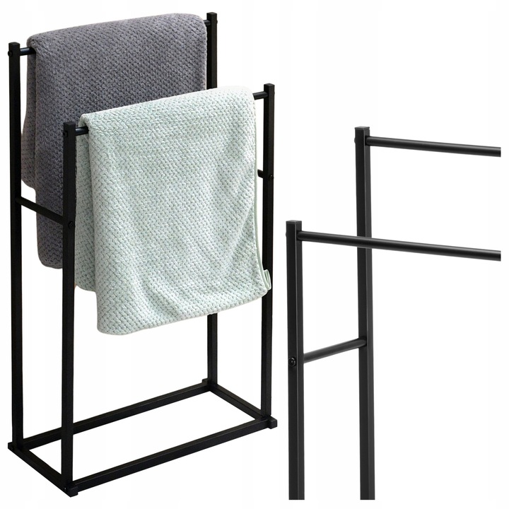 WIESZAK STOJAK NA RĘCZNIKI STOJĄCY PODŁOGOWY ŁAZIENKOWY METALOWY 2 RAMIONA
