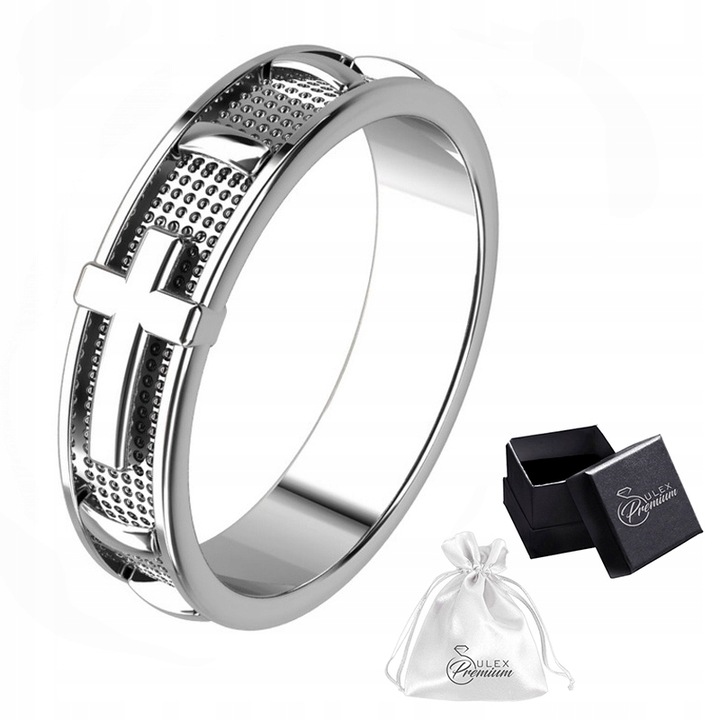 Obrączka RÓŻANIEC Na Palec Srebro pr. 925 Pierścionek Rodowany | r. 27