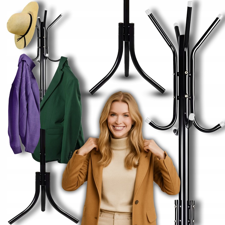 WIESZAK PODŁOGOWY STOJĄCY STOJAK LOFT NA UBRANIA KURTKI 12 RAMION 3