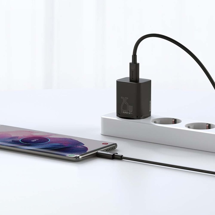 Szybka ładowarka sieciowa Baseus USB typ C + kabel USB-C - USB-C 25W 3A