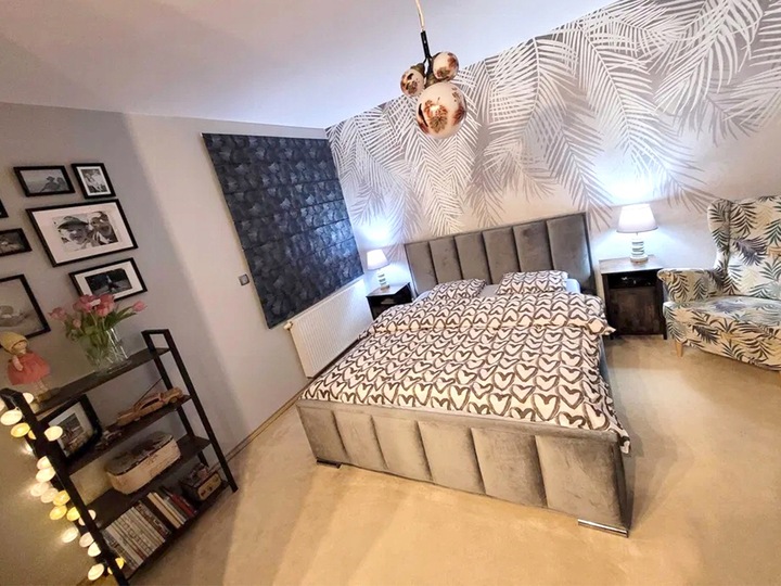 Łóżko 160x200 2 Zagłowia Panele Fancy Sypialnia_pl + POJEMNIK + STELAŻ