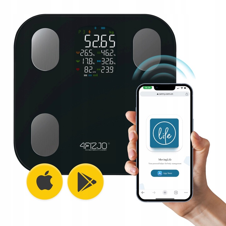 WAGA ŁAZIENKOWA ANALITYCZNA ELEKTRONICZNA POMIAR TŁUSZCZU BMI SZKLANA