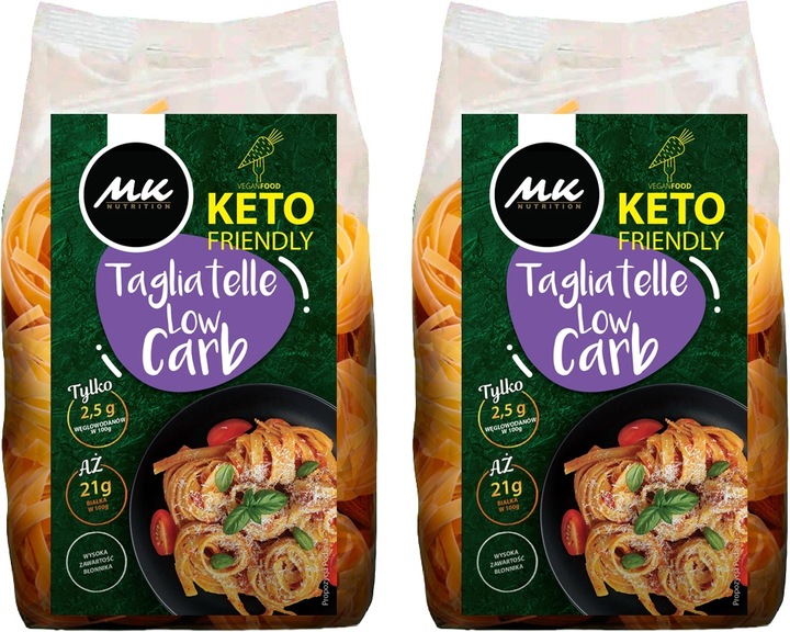 KETO Makaron białkowy Tagliatelle Wstążki TYLKO 2,5g węglowodanów LOW