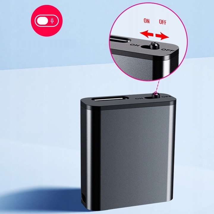 Mini Dyktafon Szpiegowski Mały 16GB Detekcja DSP Magnes Brelok