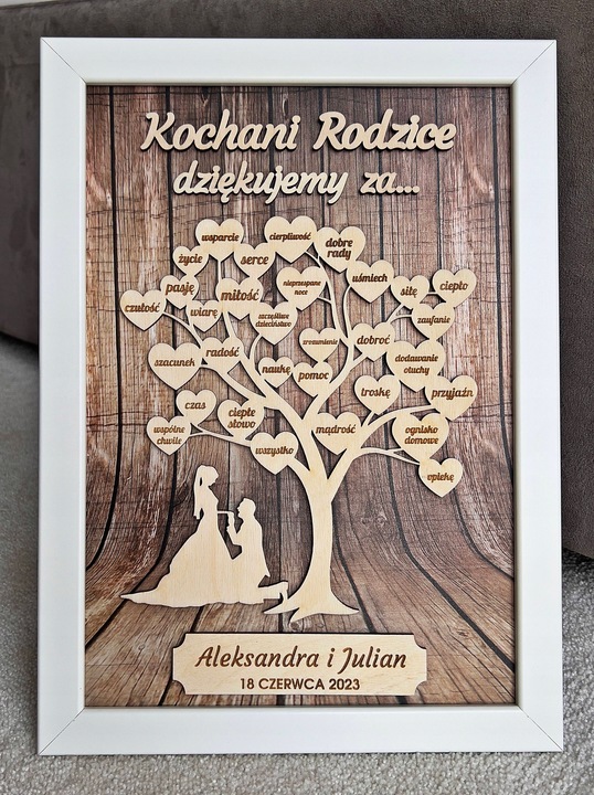 PODZIĘKOWANIE dla RODZICÓW PREZENT obraz 3D