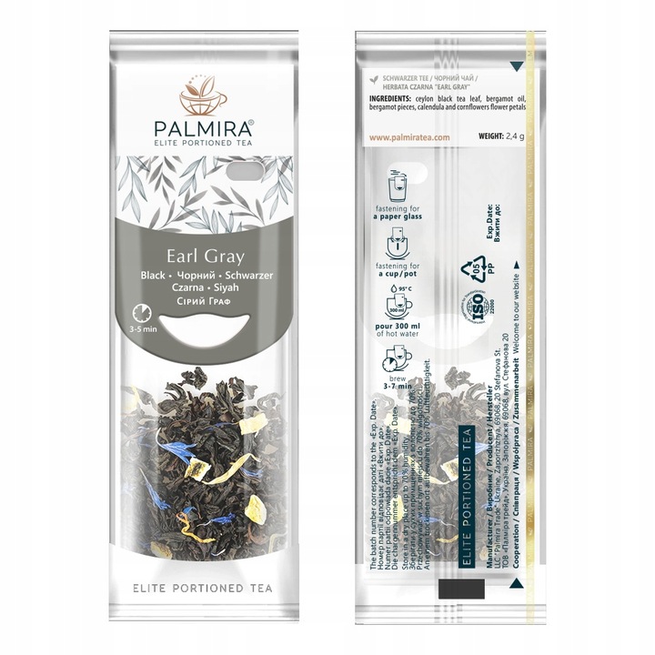 Herbata czarna liściasta Earl gray olej bergamotki Deluxe Palmira 15 saszet