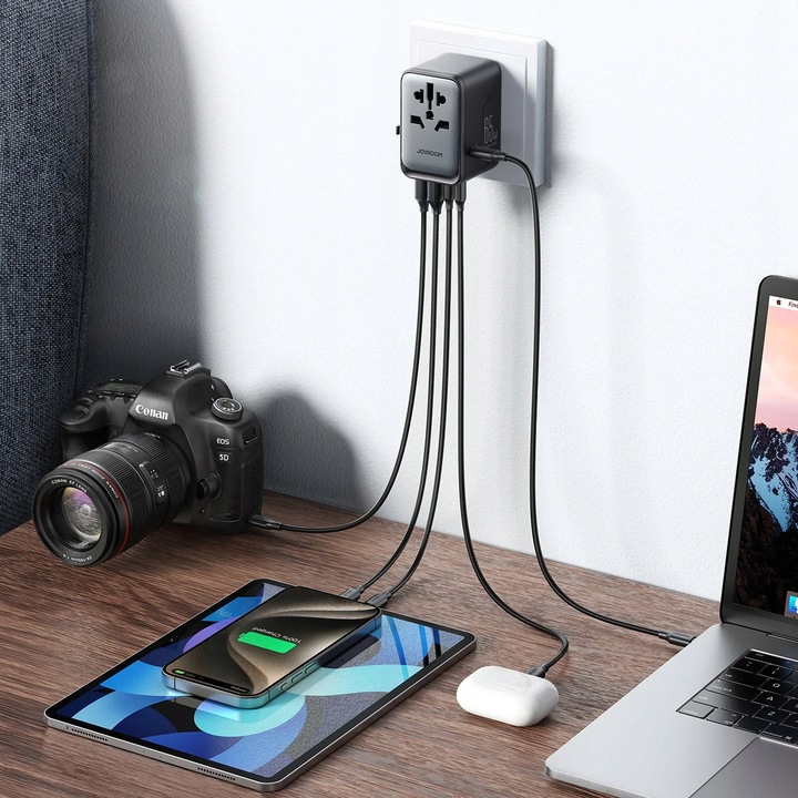 ŁADOWARKA PRZEJŚCIÓWKA 2w1 ADAPTER PODRÓŻNY CAŁY ŚWIAT USB C GaN 65W