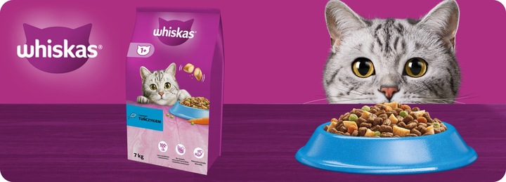 SUCHA KARMA WHISKAS DLA KOTA Z PYSZNYM TUŃCZYKIEM 7KG