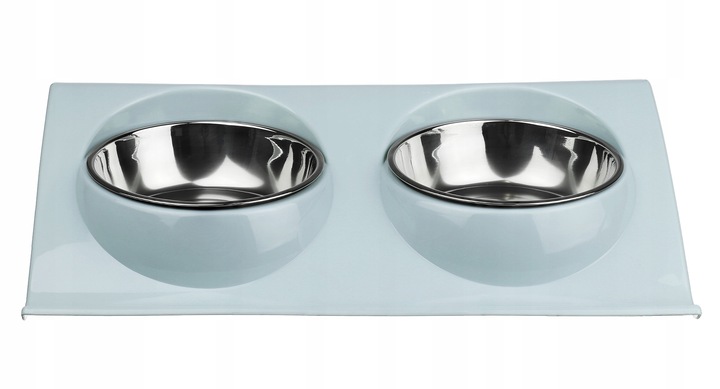 PODWÓJNA MISKA STALOWA DLA PSA KOTA STOJAK PODSTAWKA 2x450ml NA KARMĘ WODĘ