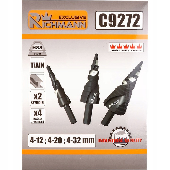 ROZWIERTAK METALU WIERTŁA CHOINKOWE STOPNIOWE SPIRALNE STOŻKOWE 4-32MM