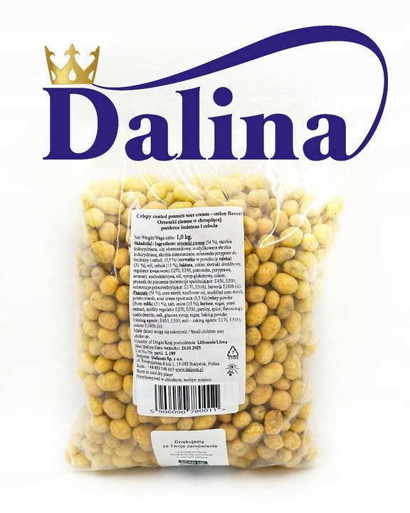 Orzeszki ziemne w chrupiącej panierce ŚMIETANA I CEBULA 1000g 1kg