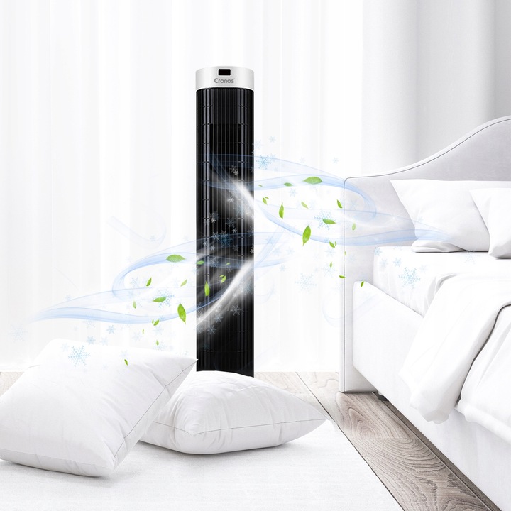 WENTYLATOR KOLUMNOWY WIATRAK STOJĄCY PODŁOGOWY WIEŻOWY DUŻY CICHY SWING 45W