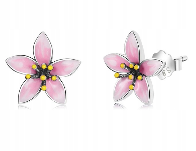 KOLCZYKI SREBRNE WKRĘTKI, KOLCZYKI SREBRO 925, kolczyki sztyfty kwiatki