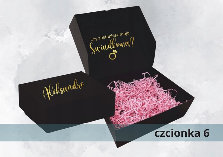 Pudełko box CZARNE czy zostaniesz ŚWIADKIEM Świadkową ślub prezent WZORY