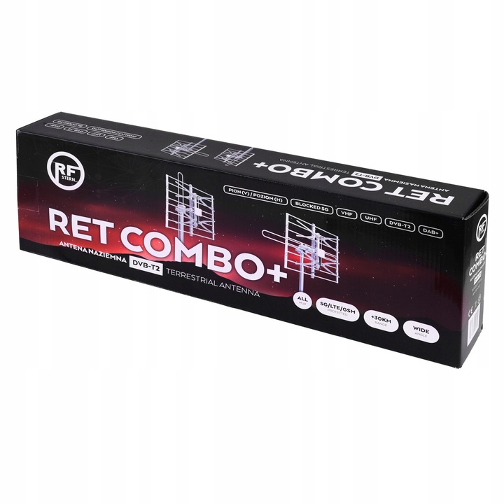 Antena TV DVB-T2 UHF VHF MUX8 ze wzmacniaczem siatkowa RET COMBO RF