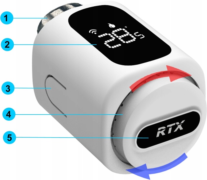 Głowica Termostatyczna RTX Termostat do grzejnika WiFi TUYA Smart