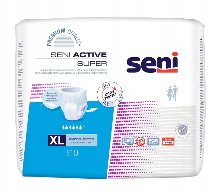SENI ACTIVE SUPER XL MAJTKI CHŁONNE WCIĄGANE DLA DOROSŁYCH 10szt