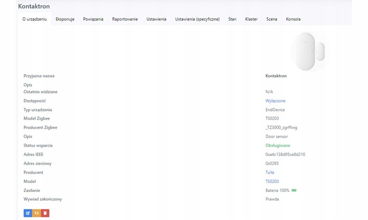 Czujnik Otwarcia Drzwi i Okna Smart ZigBee Tuya