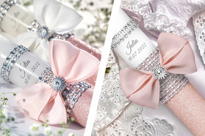 Świeca do Chrztu z pudełkiem, imię, personalizacja pamiątka chrztu świętego