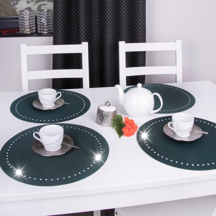 Podkładka dekoracyjna GLAMOUR koło 40 cm czarna srebro