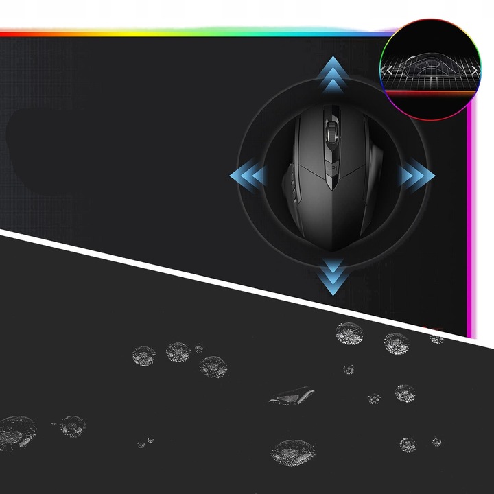 MOZOS DUŻA PODŚWIETLANA PODKŁADKA 80X30CM DLA GRACZY GAMINGOWA LED RGB