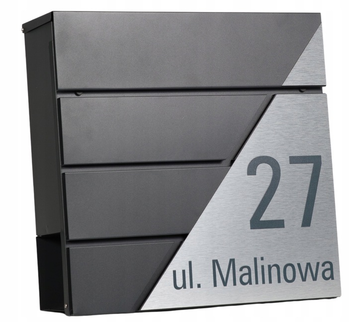 DUŻA SKRZYNKA NA LISTY Z ADRESEM NUMEREM DOMU ANTRACYT GAZETNIK