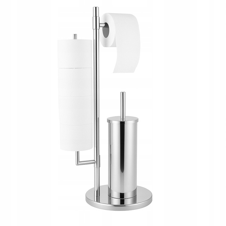 Stojak z uchwytem na papier toaletowy i szczotka do WC zestaw chrom YOKA