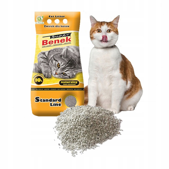 SUPER BENEK Żwirek bentonitowy dla kota Standard Line Naturalny 10l żółty