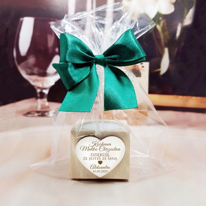 Podziękowanie dla Rodziców Chrzestnych na Komunię Chrzest świecznik