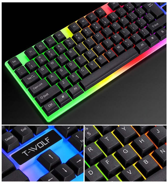 GAMINGOWA KLAWIATURA MYSZ-KA PODŚWIETLANA LED RGB