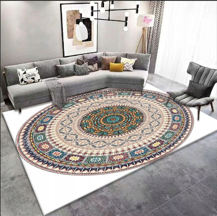 DYWAN OKRĄGŁY DO SALONU 150 CM RETRO VINTAGE ANTYPOŚLIZGOWY BOHO XL!!