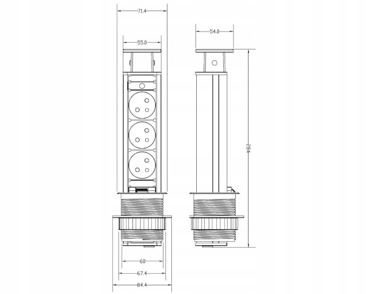GNIAZDO WPUSZCZANE CHOWANE W BLAT NABLATOWE CZARNE