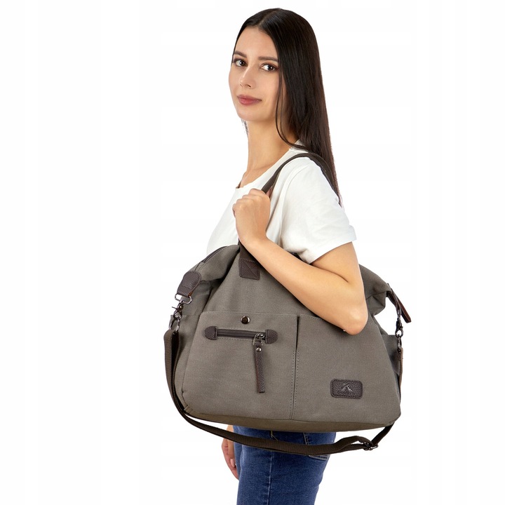 TORBA na ramię DUŻA podróżna miejska WOREK SHOPPER pojemna