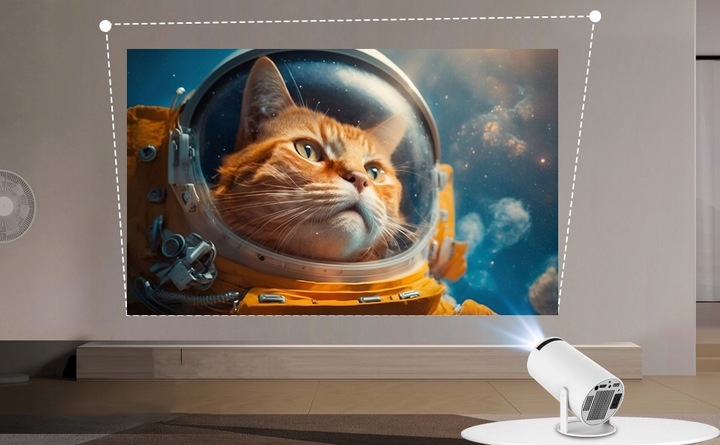 PROJEKTOR RZUTNIK ANDROID TV WIFI MINI 4K PRZENOŚNY SMART GŁOŚNIK OBROTOWY