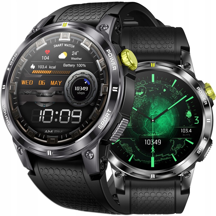 SMARTWATCH MĘSKI ZEGAREK GPS AMOLED 400mAh POLSKIE MENU Rozmowy