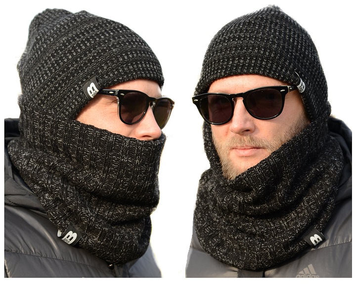 Ciepły POLSKI MĘSKI KOMPLET CZAPKA KOMIN zestaw szalik Tuba KOLORY k5