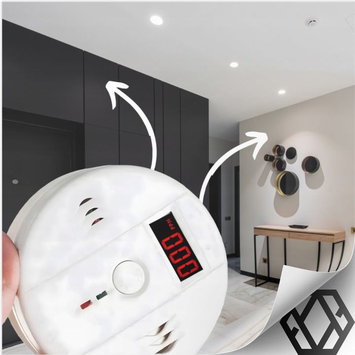 CZUJNIK CZADU TLENKU WĘGLA DETEKTOR CO BEZPRZEWODOWY LCD GŁOŚNY 85dB