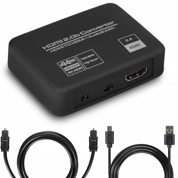 Ekstraktor HDMI 2.0 TOSLINK KONWERTER AUDIO ARC TOSLINK CINCH AUX HDCP