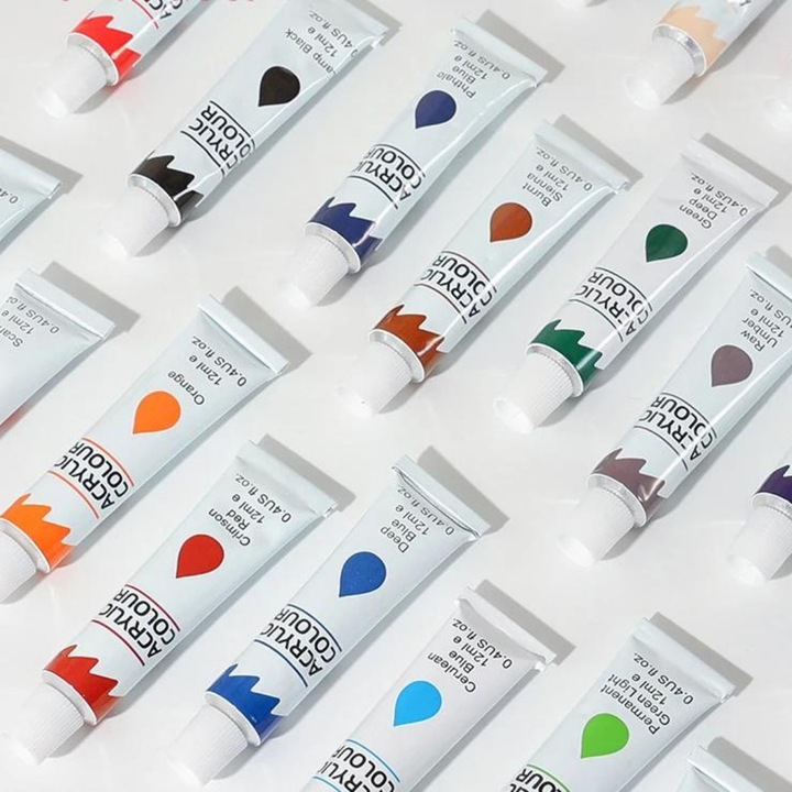 Farby Akrylowe Akryle Farbki Do Malowania 24 szt 12 ml Paletka Zestaw Farb