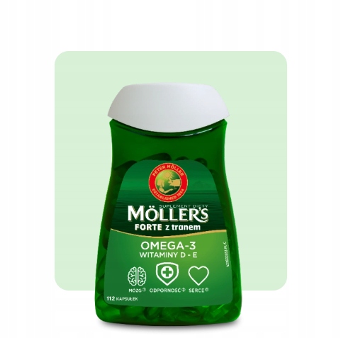 2x Möller’s Forte 60 kaps. TRAN odporność OMEGA-3 mózg serce WIT. D3 i E