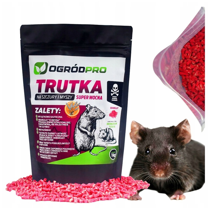 TRUTKA MEGA MOCNA GRANULAT Na Szczury Myszy Gryzonie Deratyzacja 1 KG