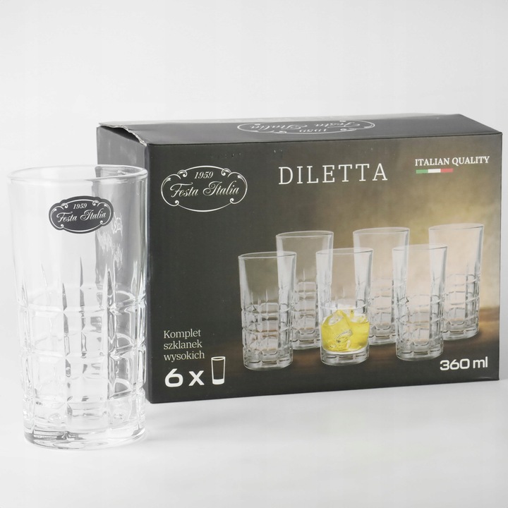 KPL SZKLANKI DO DRINKÓW NAPOJÓW UNIWERSALNE GRUBE SZKŁO ZESTAW 6 SZT 340 ML