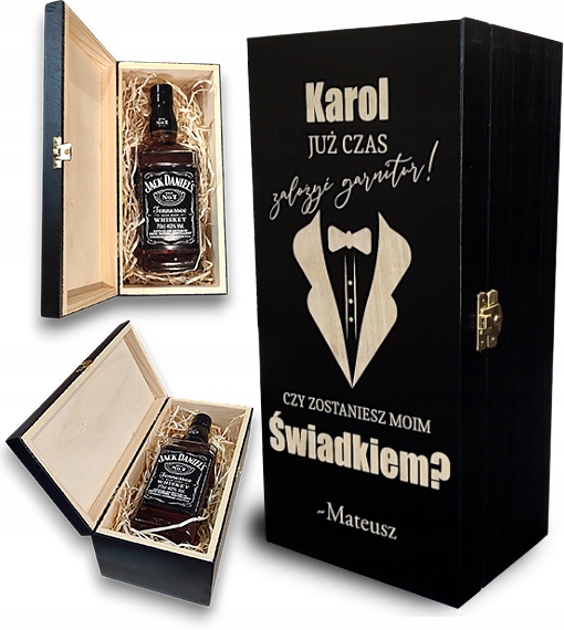 Pudełko na alkohol box PROŚBA O ŚWIADKOWANIE skrzynka prezent dla Świadka
