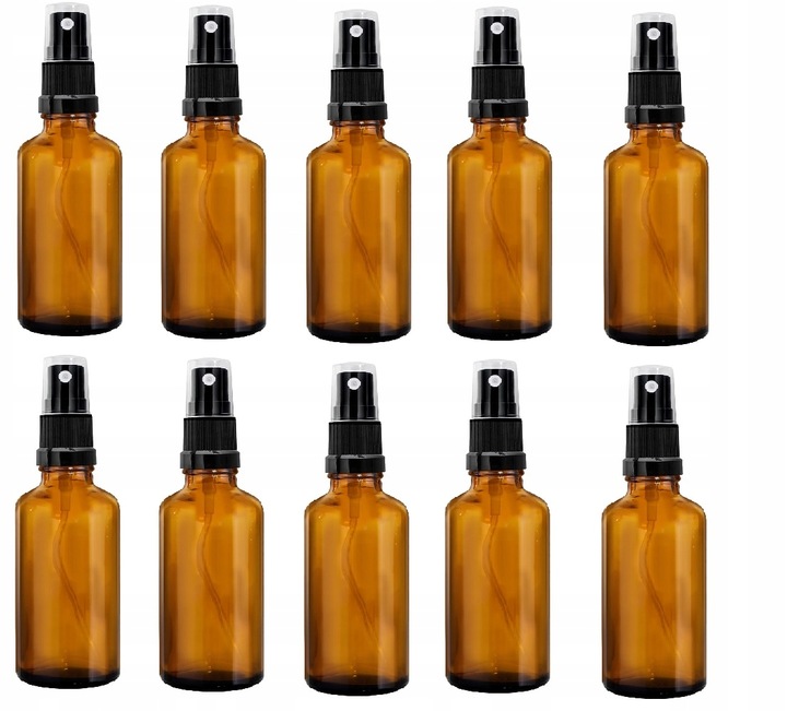 Butelka szklana brązowa 100 ml z atomizerem czarnym spray 10szt