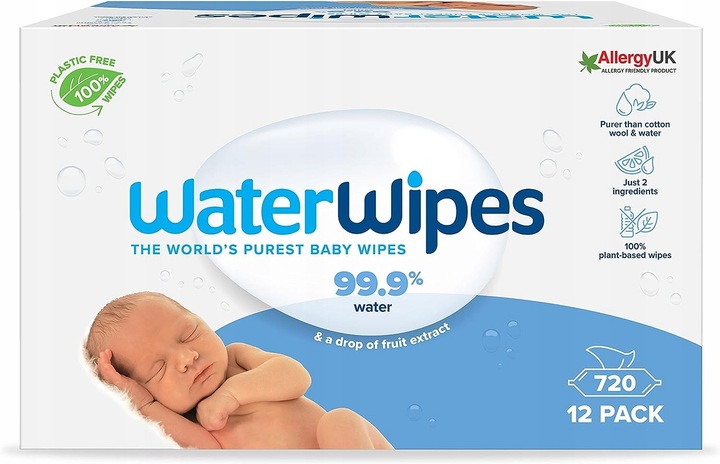 Chusteczki nawilżane 720 szt. dla Dzieci WaterWipes Bio 12 x 60 szt.