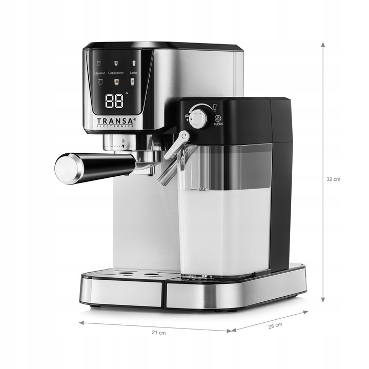 Ekspres ciśnieniowy kolbowy ze spieniaczem AUTOMAT LCD Pompka ULKA 20